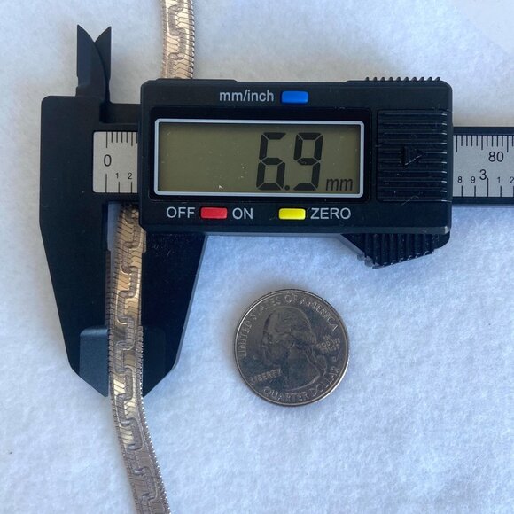 Milor Sterling Silver Italy Patterned Smooth Reversible Herringbone Chain 36" - Picture 14 of 16